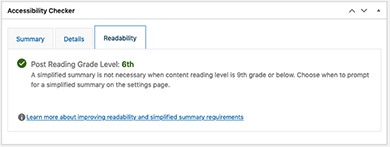 Accessibility checker pro reading level.