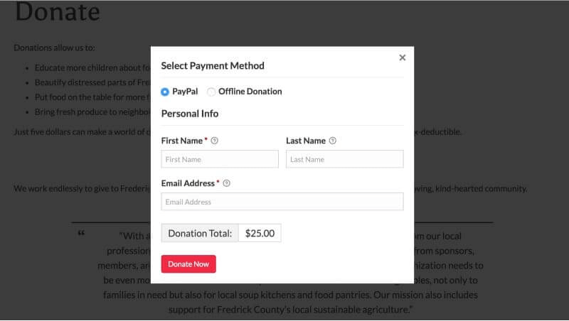 donation payment method